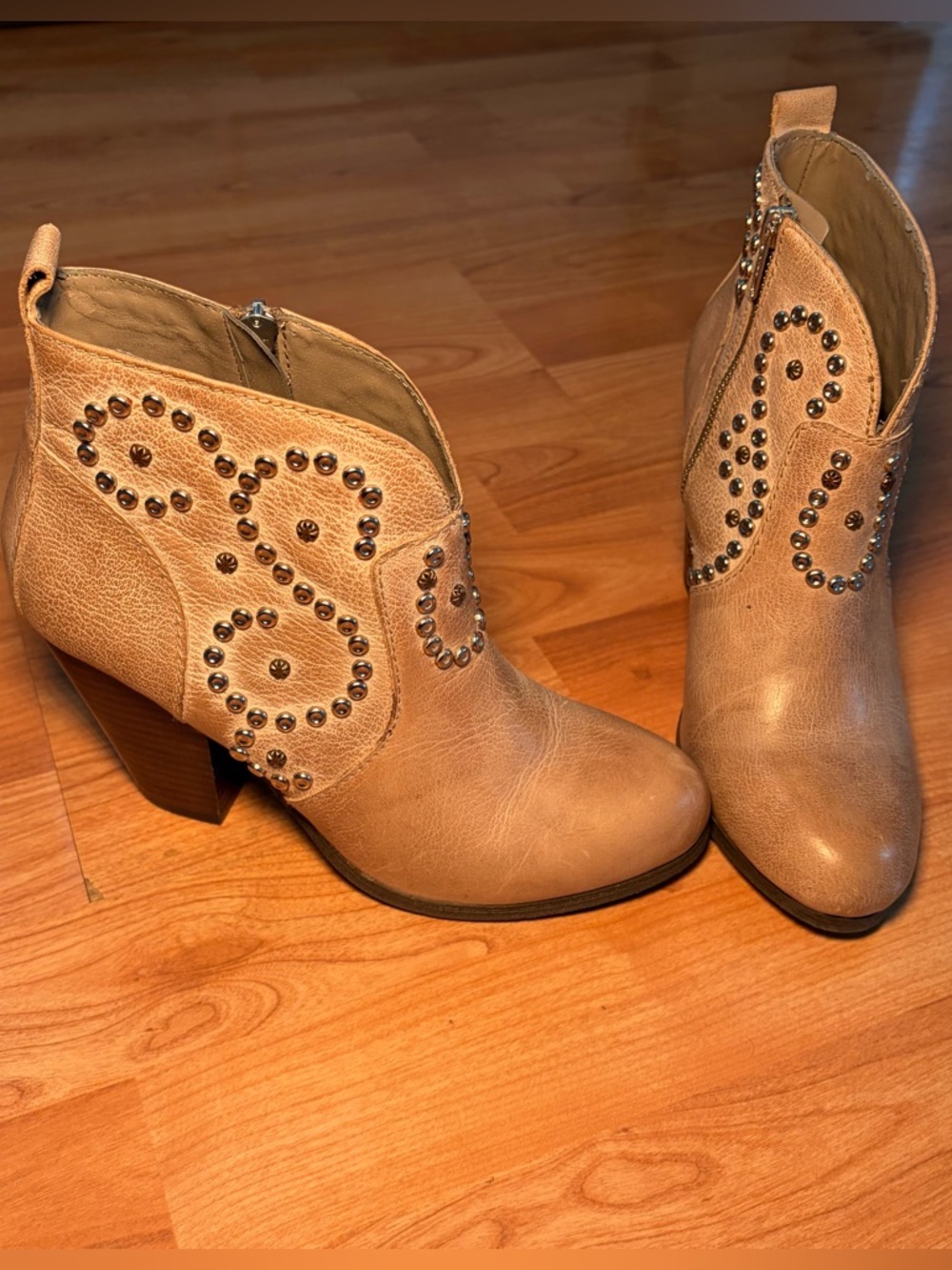 Steve Madden Tan Studded Ankle Booties